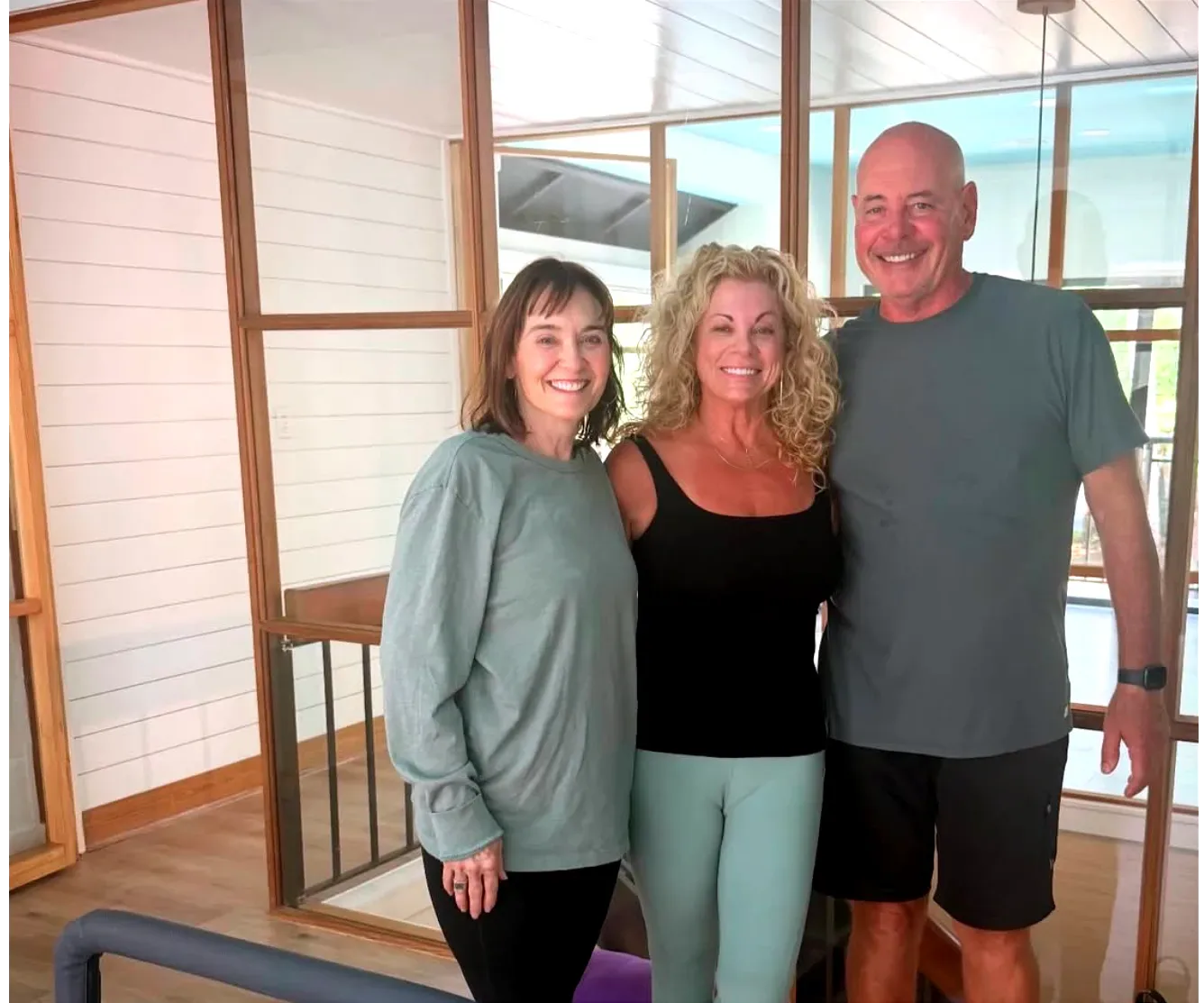 A friendly group at Blue Sky Pilates chatting after class