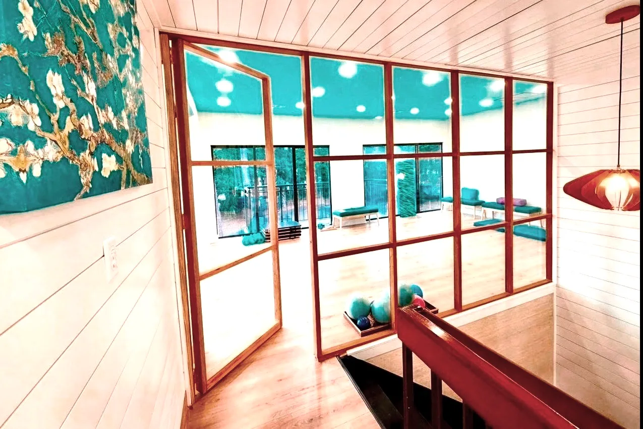 Inside the bright, airy Blue Sky Pilates studio on Hilton Head Island